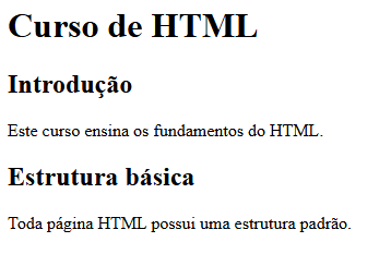 Exemplo de página HTML