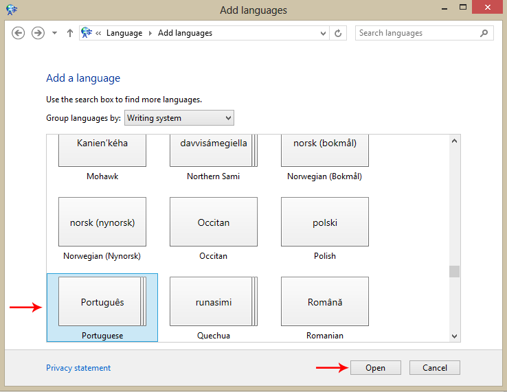 Adicionando idiomas ao Windows 8