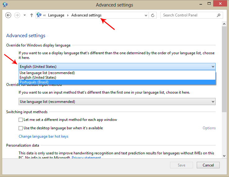 Adicionando idiomas ao Windows 8